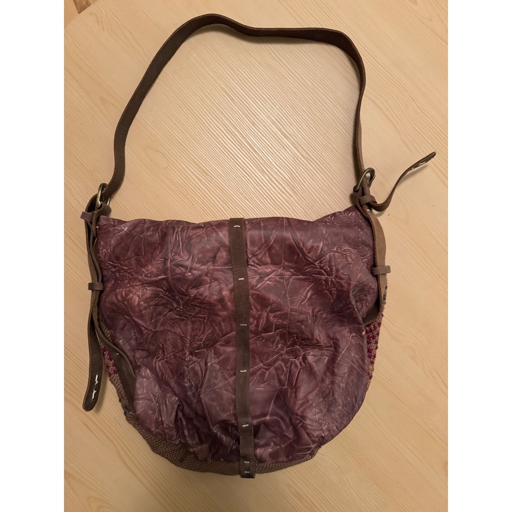 Free People We The Free Talia Bag – Distressed Brown Boho Jute & Leather Hobo - Picture 5 of 11
